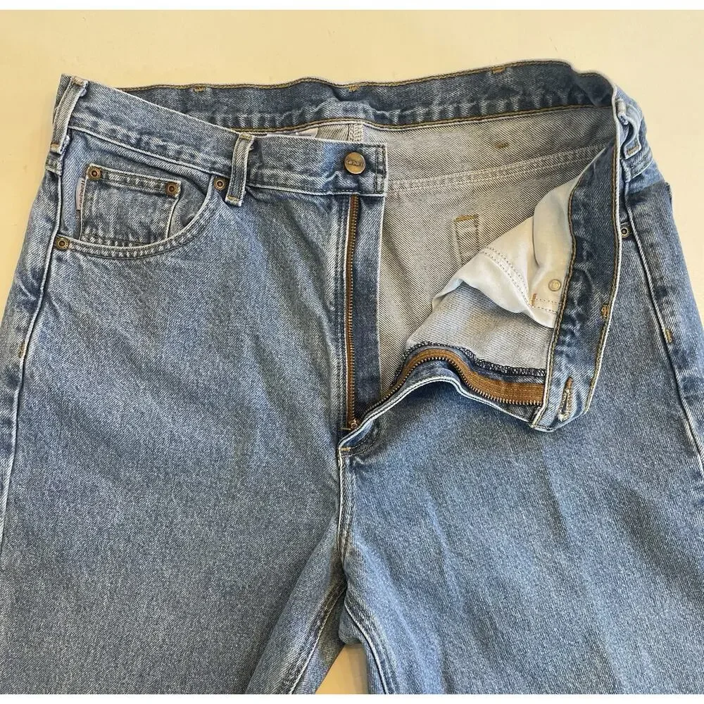 Men Carhartt B18 STW Med Wash Denim Blue Jeans 38 x 36 (Fit: 37 x 35) Straight